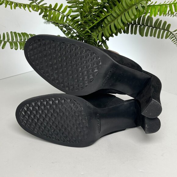 Aerosoles Black Suede Y2K Block Heel Mules Size 8 Slip On Retro 90s Minimalist - Picture 4 of 10